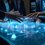 Developers, Scientists and Engineers gathered around a well-lit meeting table at a Tech Research Centre, with close hands captured.